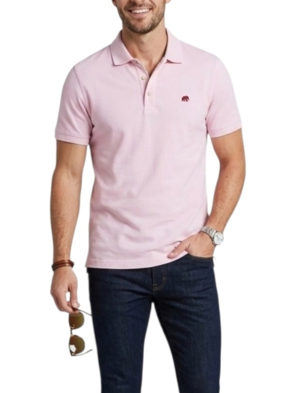 Banana Republic Polo Shirt Men's Size Medium Pink Embroidered Elephant Logo